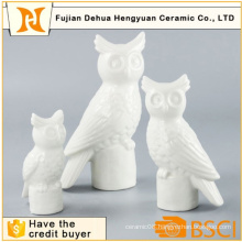 White Ceramic Owl Figurine Candle Holder Craft for Home Decoration